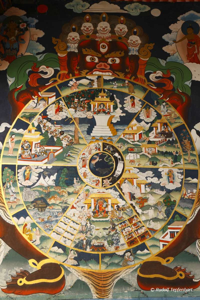 Ancient wall painting in the Rinpung Dzong