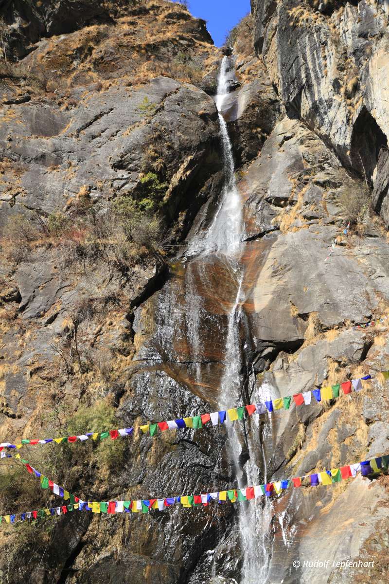 Waterfall in valley of Bhutan