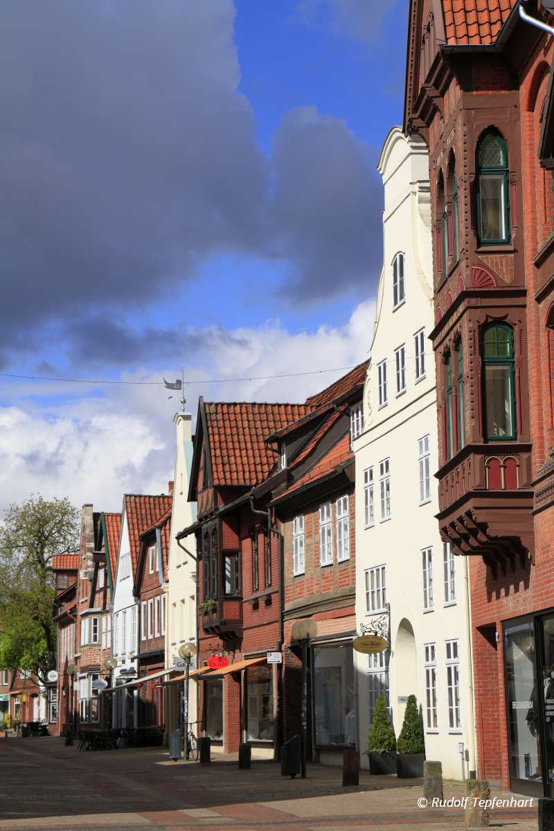 Facade of historic buildings in Lueneburg