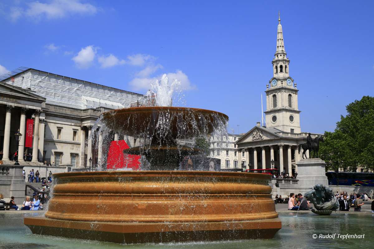 National Gallery and Trafalgar square in London