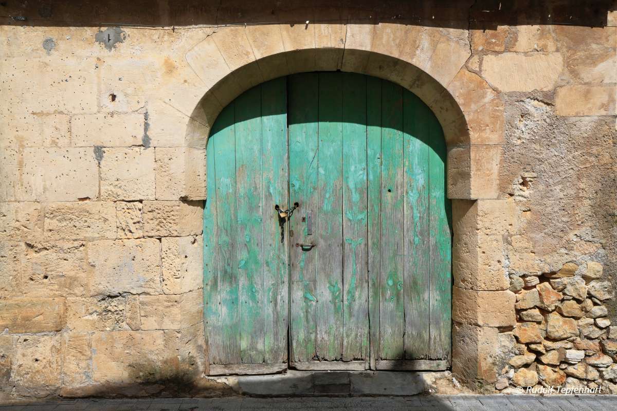 Old antique vintage wooden door, Mallorca, Spain