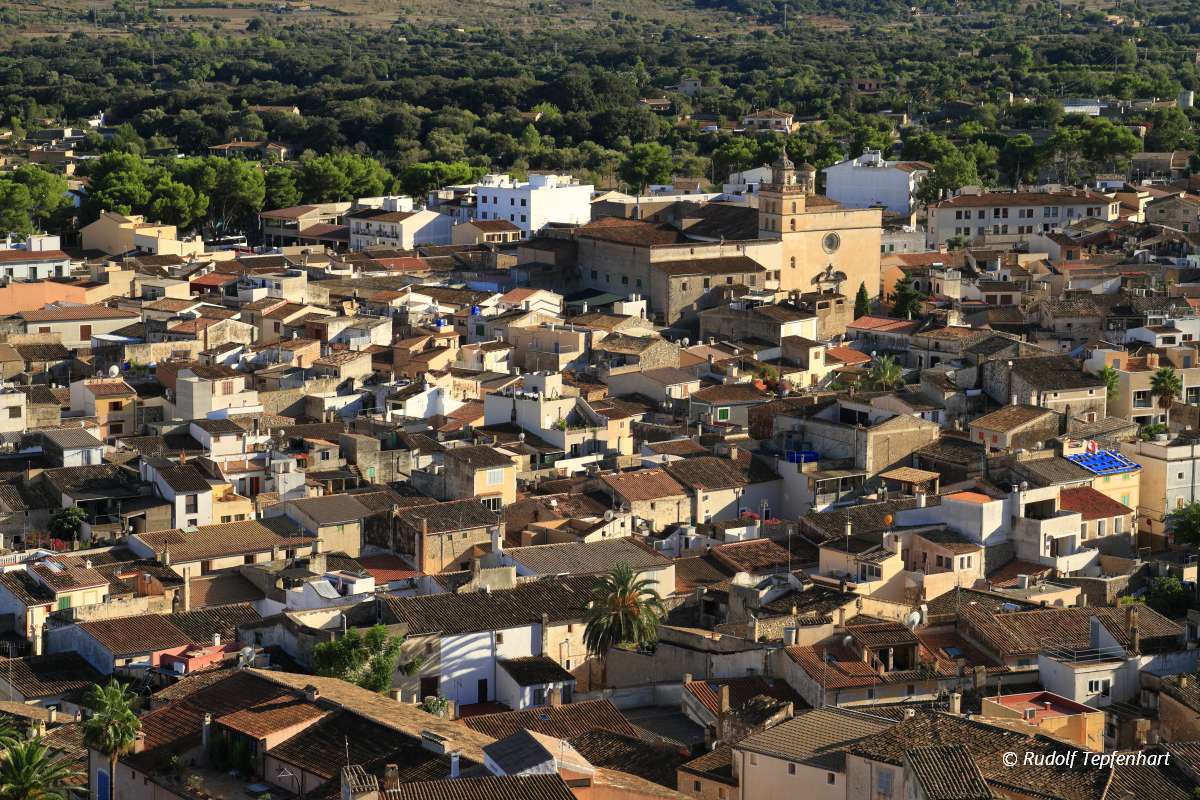 View over the roofs of the old town of Arta, Majorca, Spain, Eur