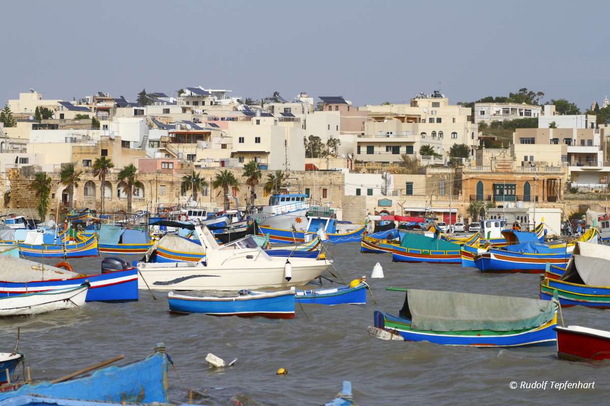 Fishing boats in Marsaxlokk harbor, Malta