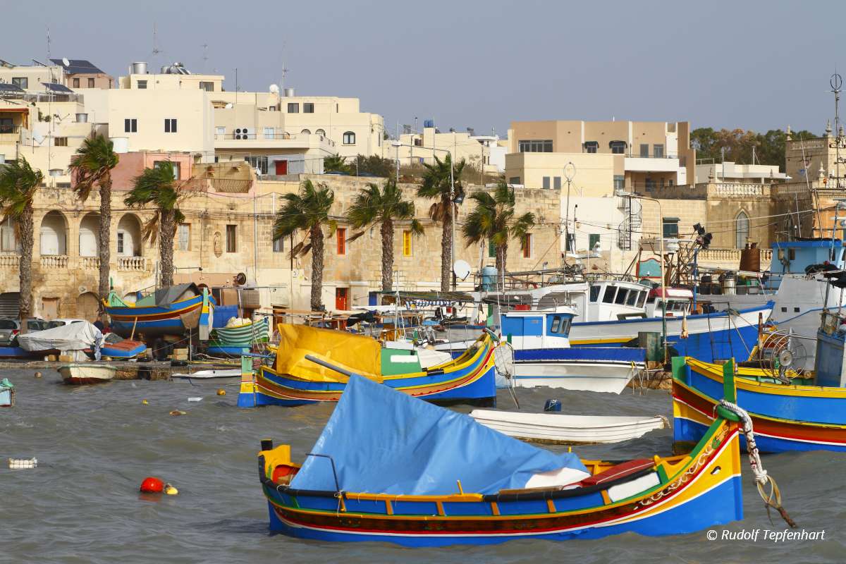 Fishing boats in Marsaxlokk harbor, Malta