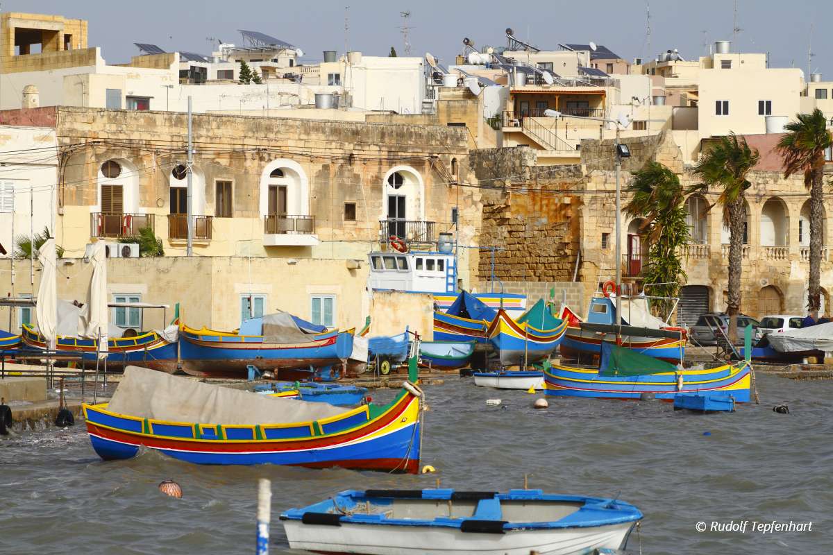 Fishing boats in Marsaxlokk harbor, Malta