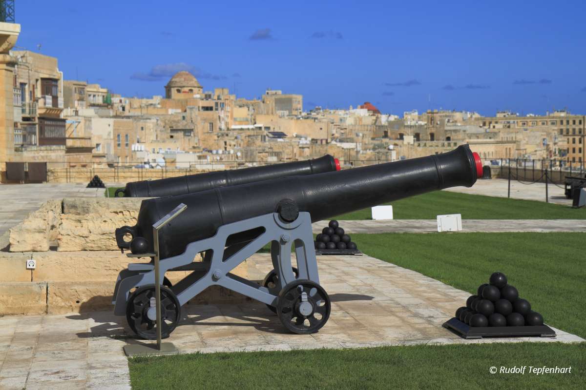 Gun Fire of saluting Lascaris Battery in Valletta, Malta