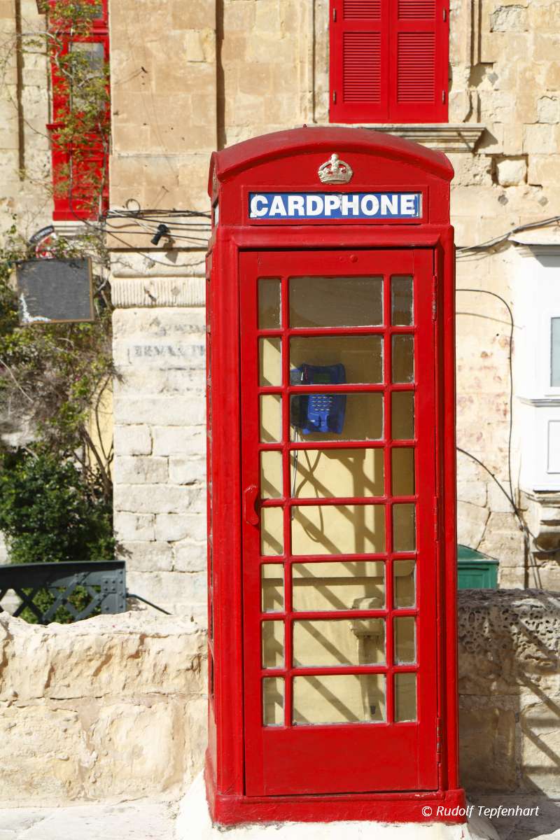 Traditional english red phone booth in Valletta, Malta