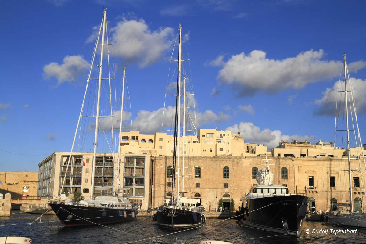 Ship in the Grand Harbour of Valletta in Malta