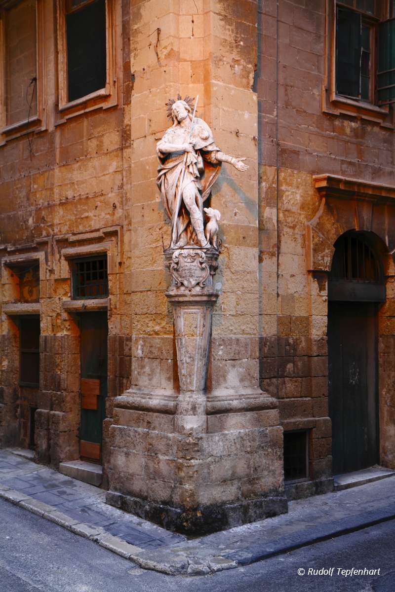 Statue of S.Luigi in Valletta city in Malta