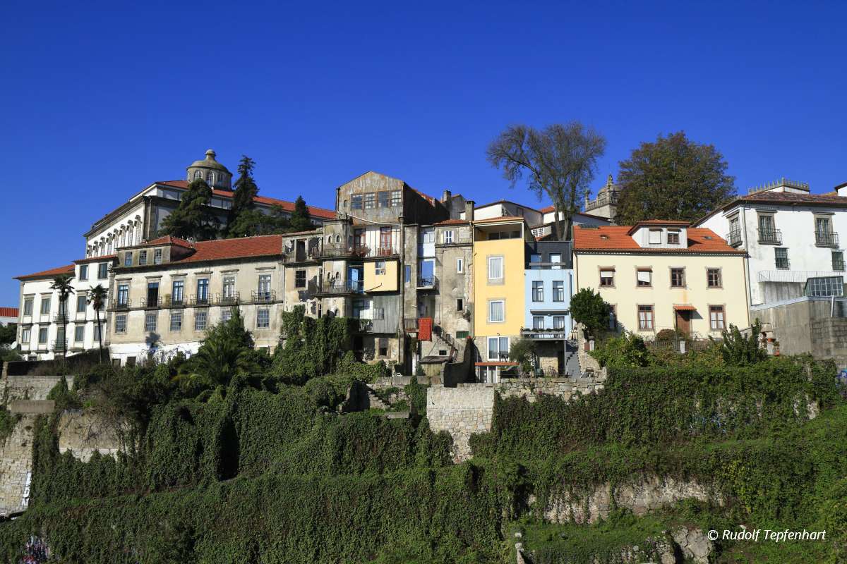 Traditional facades, Colorful architecture in the Old Town of Po