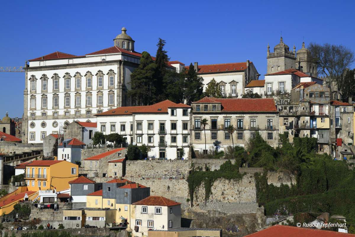 Traditional facades, Colorful architecture in the Old Town of Po