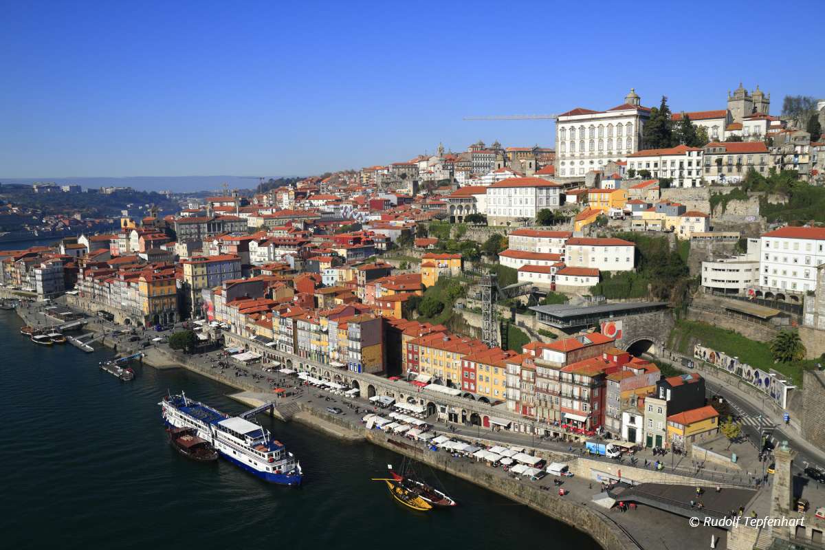 Panoramic view of old town of Porto, Portugal