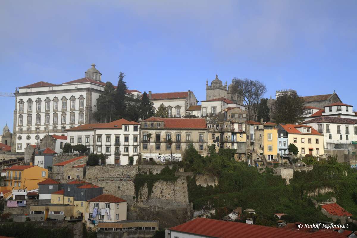 Traditional facades, Colorful architecture in the Old Town of Po