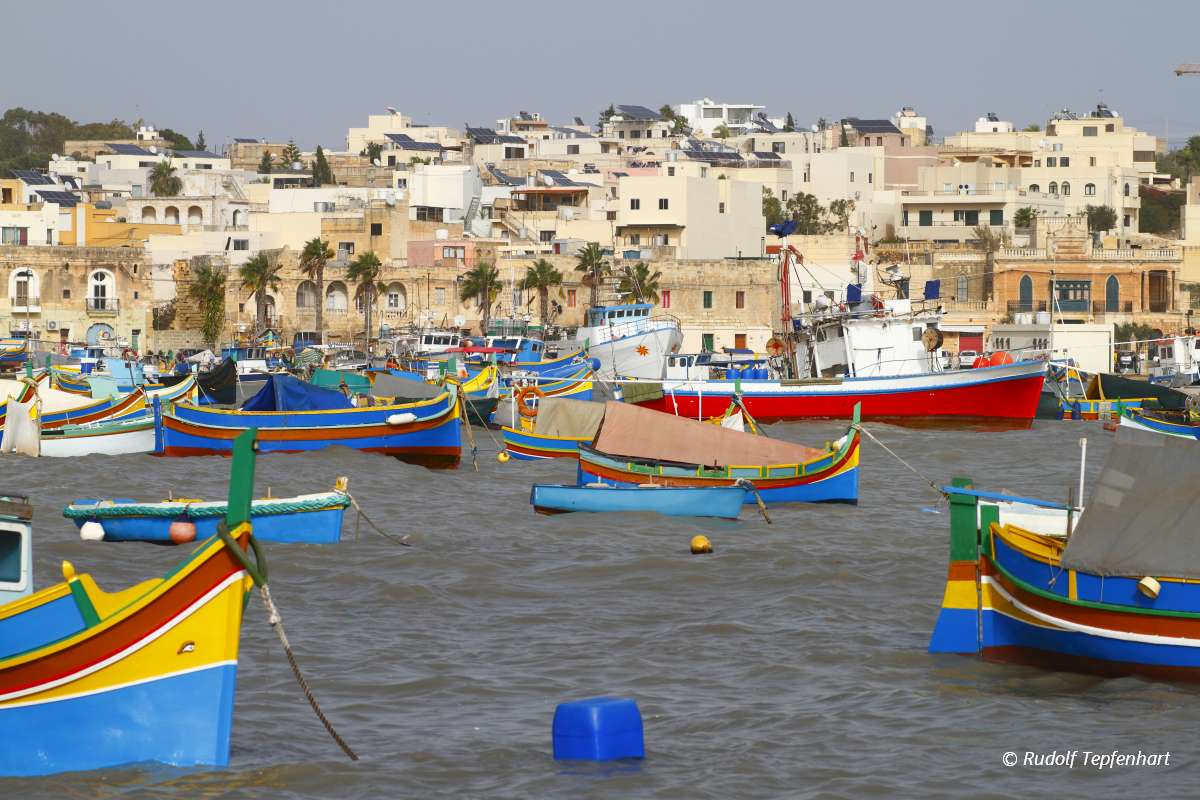 Fishing boats in Marsaxlokk harbor, Malta